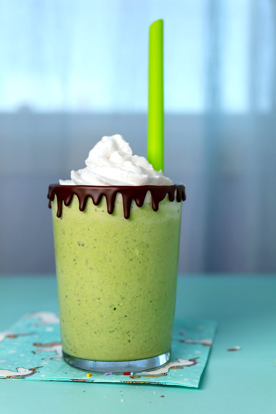 vegan mint milkshake with whipped cream