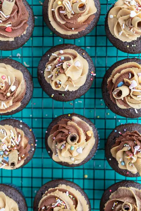 vegan mocha cupcakes with frosting