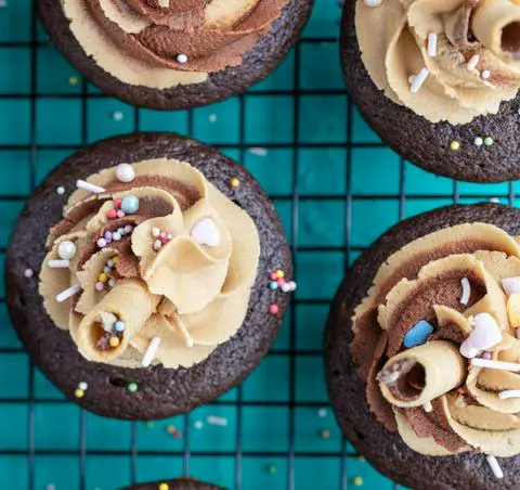 vegan mocha cupcakes with frosting