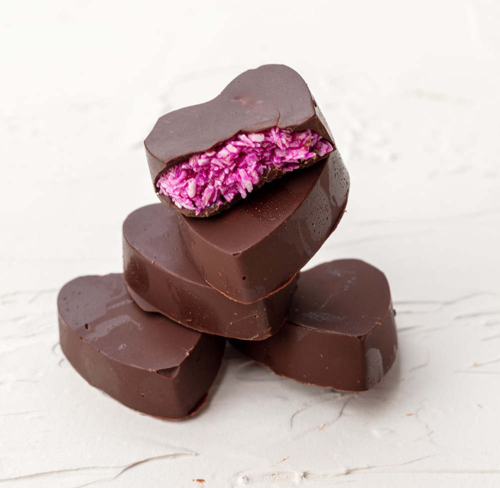 heart shaped vegan valentine chocolates