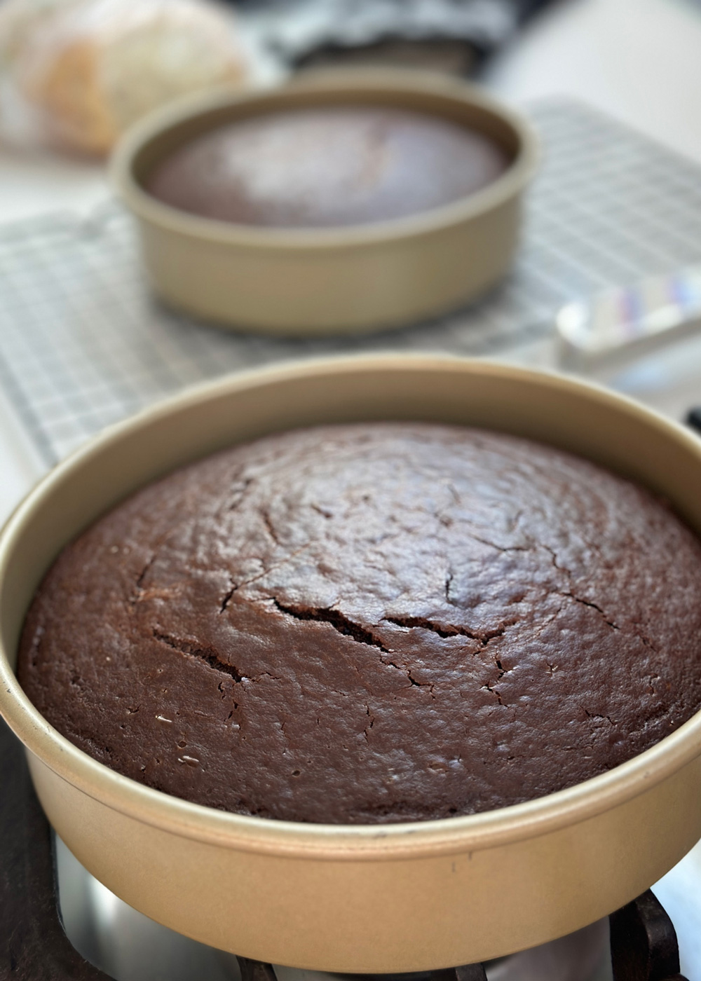 2 vegan chocolate cakes fresh out of the oven