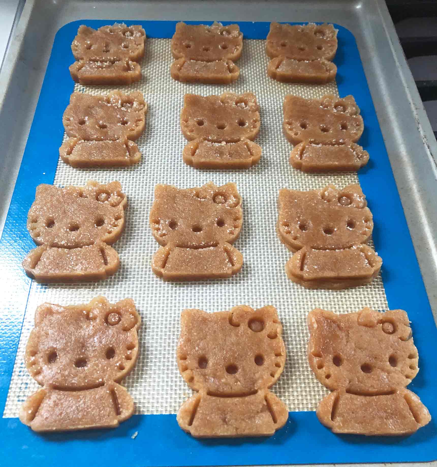 12 hello kitty peanut butter cookies ready to bake