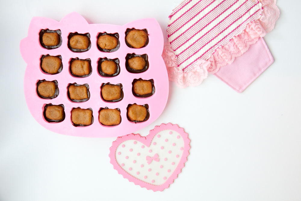 step 2 in making hello kitty chocolate peanut butter cup candies