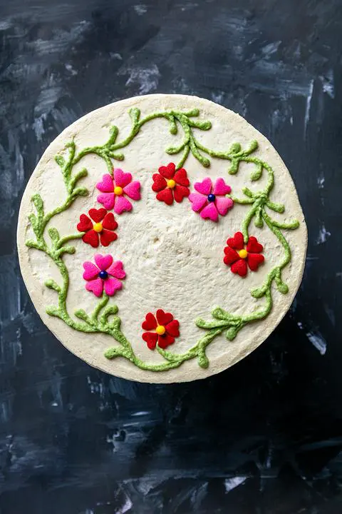 vegan rose pistachio cake