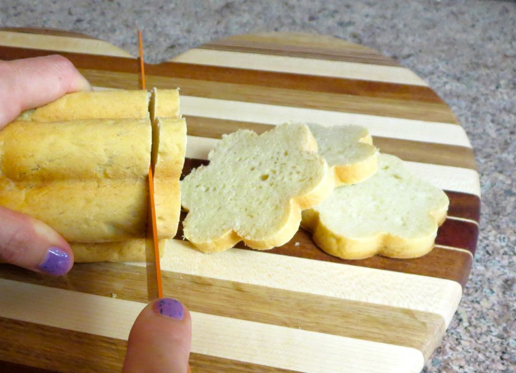 Slicing pizza dough bread