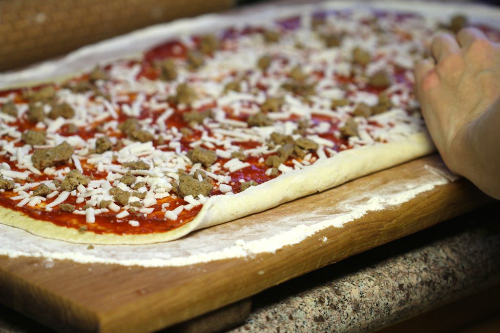 Rolling the Vegan Pizza Roll