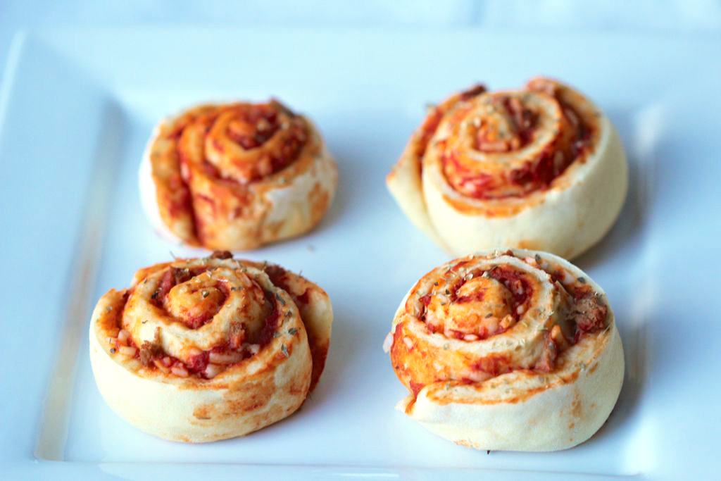 vegan pizza rolls on a plate.