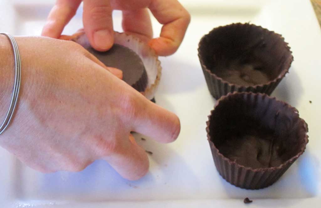 popping the chocolate out of the molds