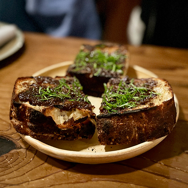 vegan black garlic focaccia from Feral in Portland.