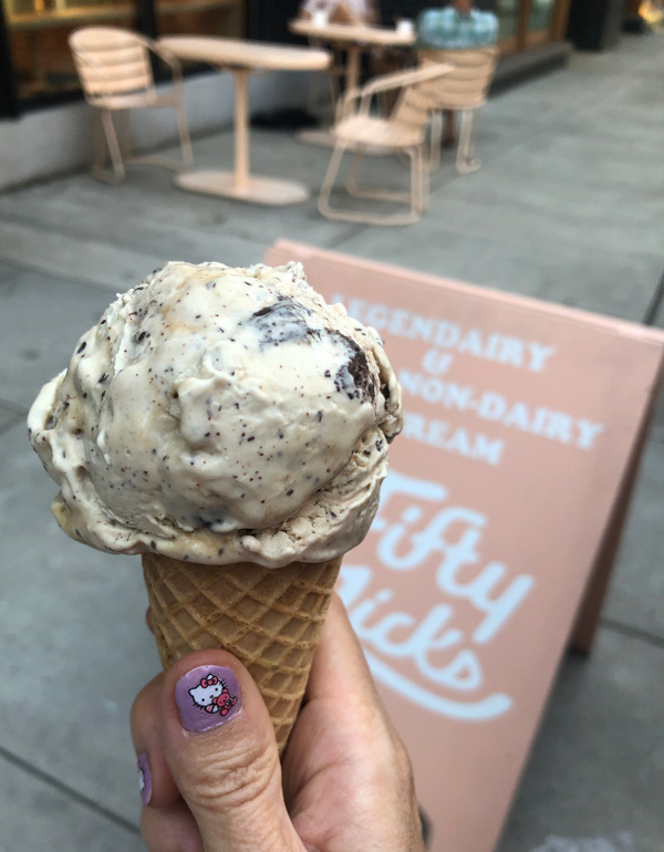 mocha mud pie ice cream cone from Fifty Licks in Portland