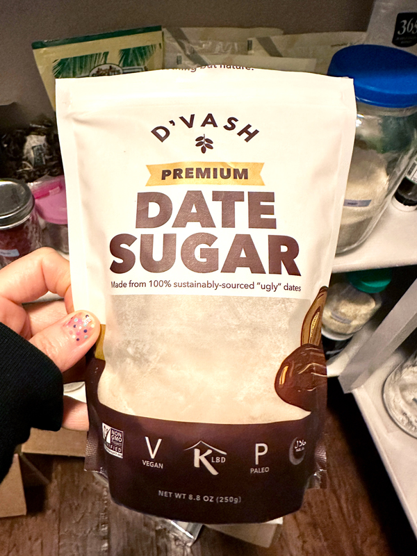 a bad of vegan date sugar
