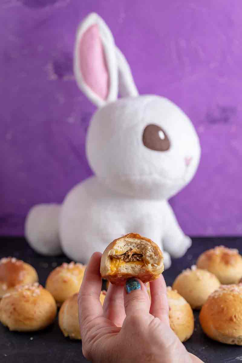 Vegan Stuffed Bunny Tail Pretzel Bites