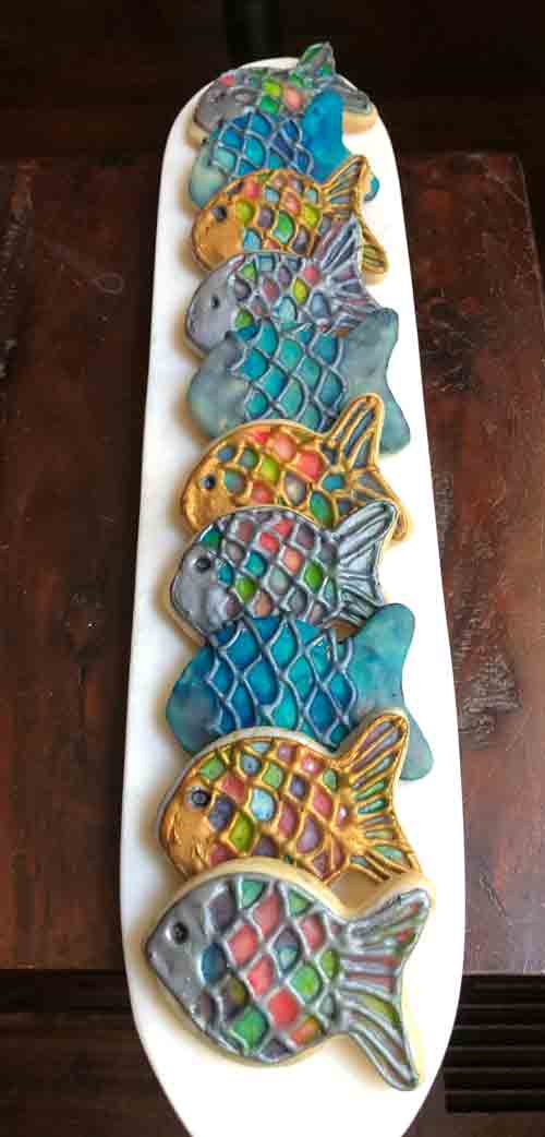 vegan lemon rainbow fish cookies