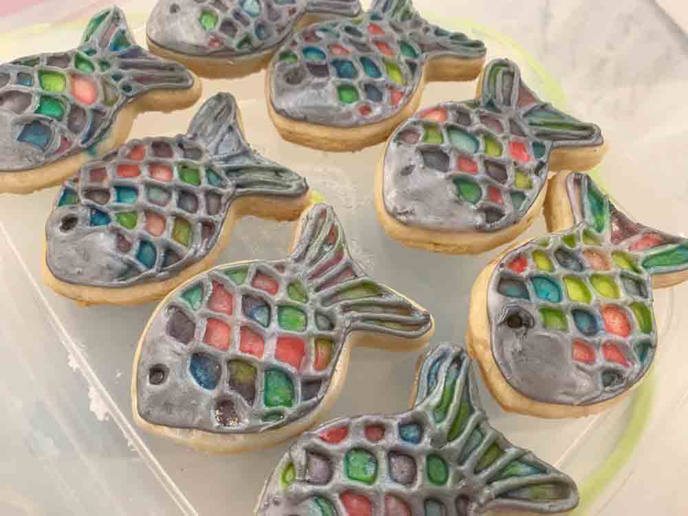 vegan lemon rainbow fish cookies