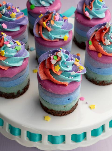 vegan mini rainbow ice cream cakes