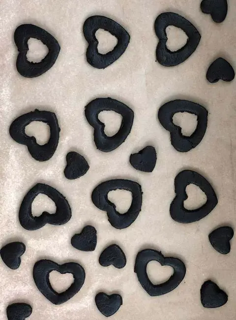 cutting cookies from the cookie dough