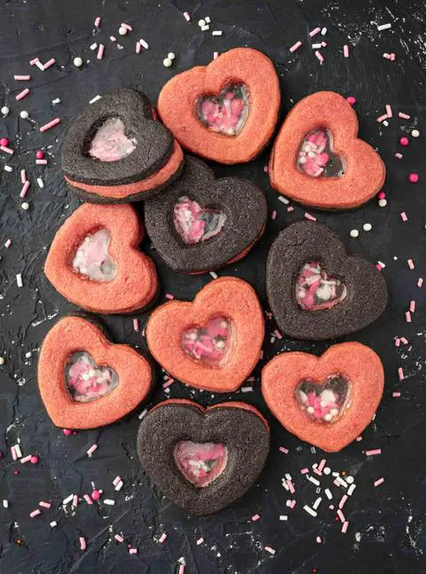 3D stained glass window valentine cookies