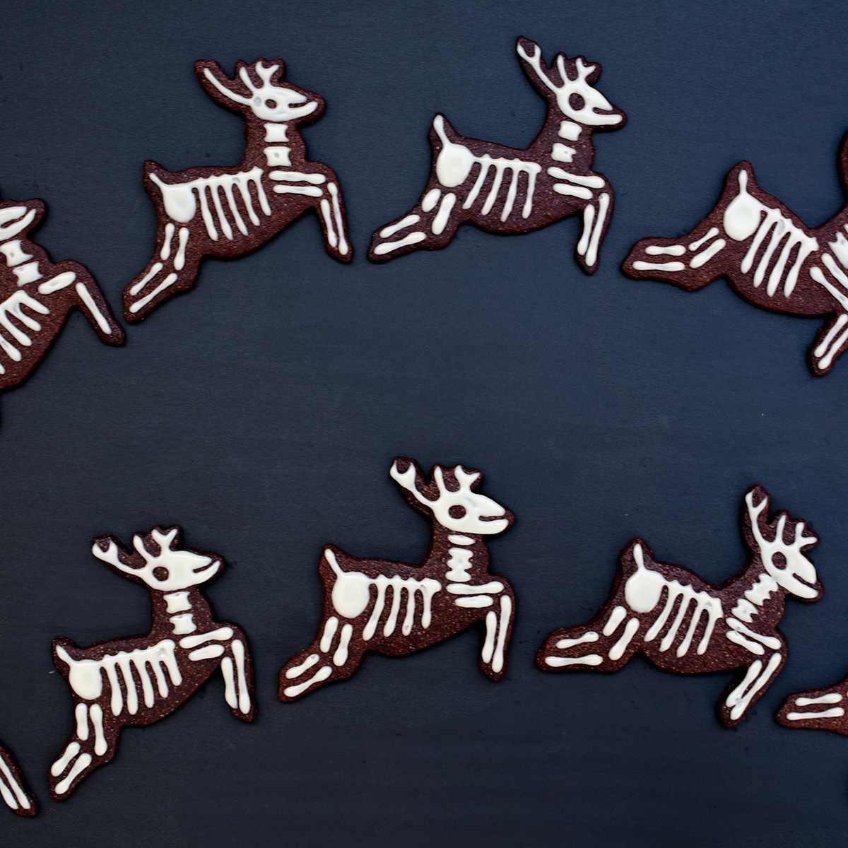 vegan skeleton reindeer cookies