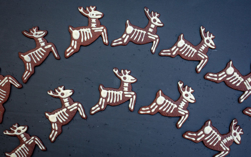 vegan reindeer skeleton cookies