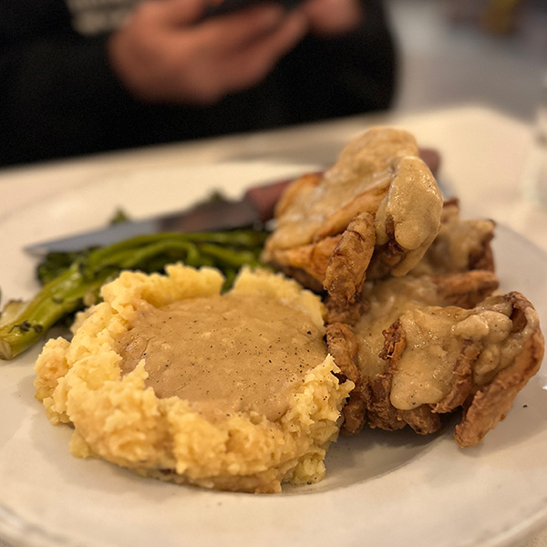 vegan chicken fried steak from Donna Jean in San Diego.