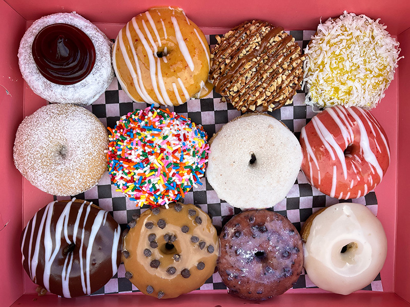 a dozen vegan donuts from Broad Street Dough Co in San Diego..
