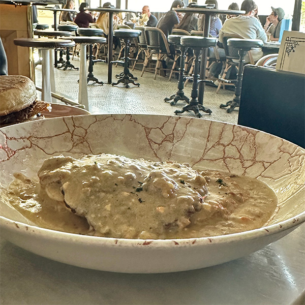 vegan biscuits and gravy from Kindred in San Diego.