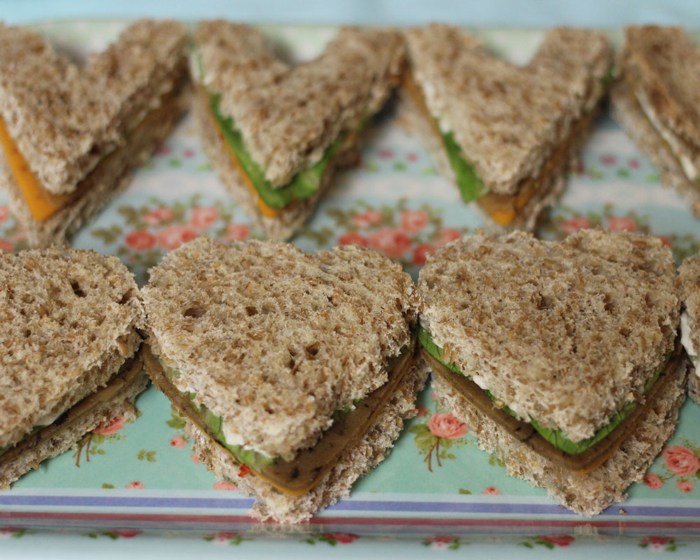 field roast and chao cheese vegan tea sandwiches