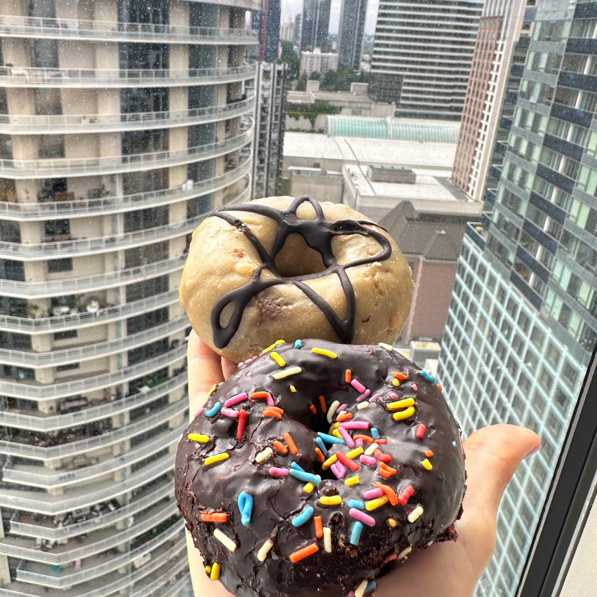 devil’s playground donut and chocolate peanut butter donut