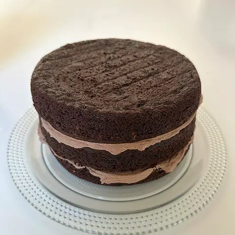 3 layers of vegan chocolate cake.