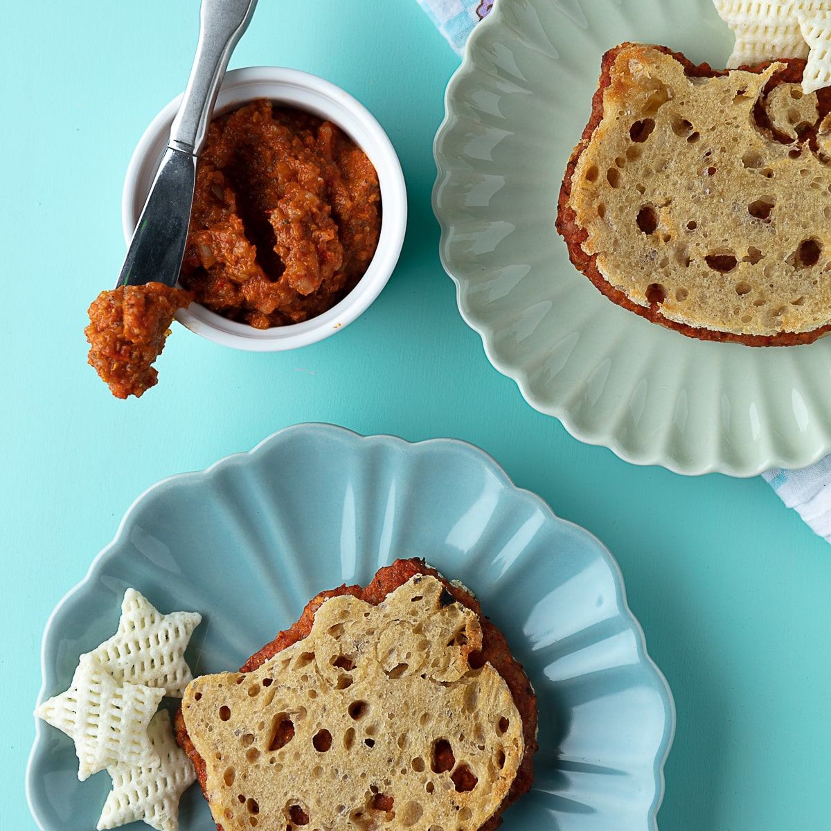 hello kitty shaped sobrasada sandwiches.