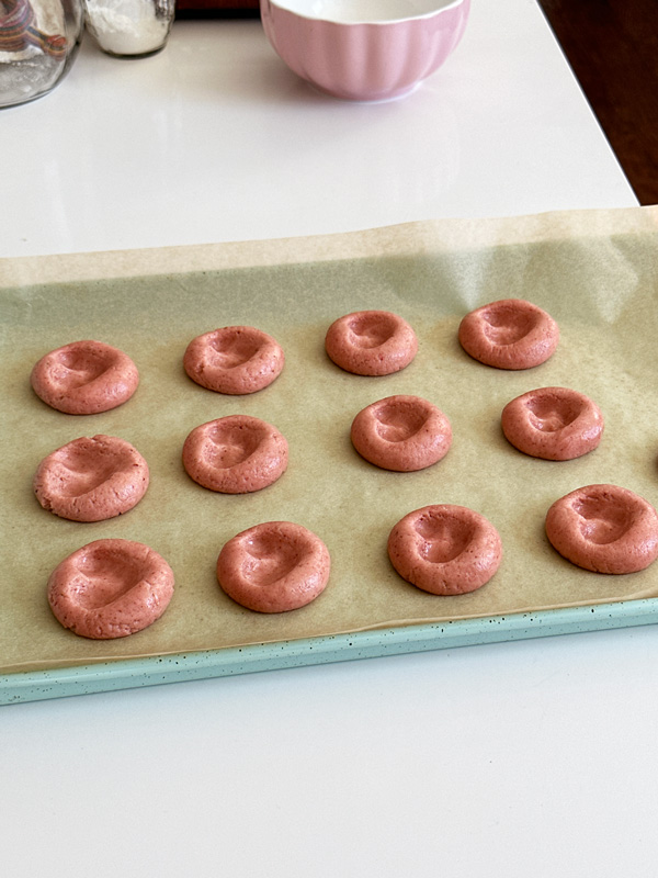 vegan strawberry thumbprint cookies ready to fill