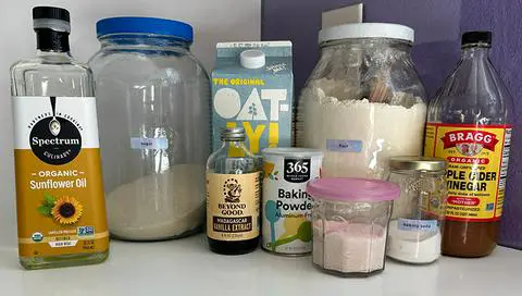 ingredients needed to make plant based strawberry filled cupcakes