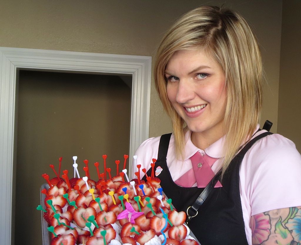 Jessica with her strawberry shortcakes