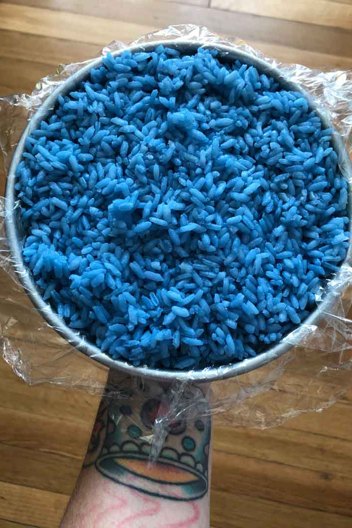 naturally colored blue sushi rice