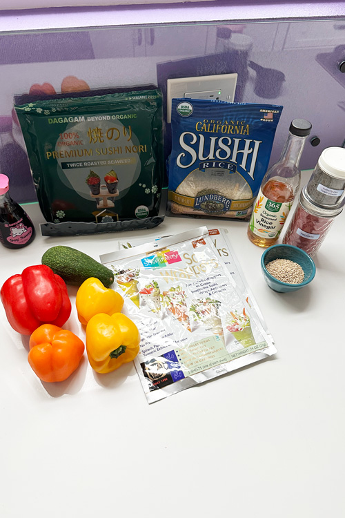 ingredients needed to make vegan temaki hand rolls