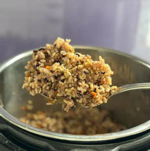 a large spoonful of gluten-free rice stuffing