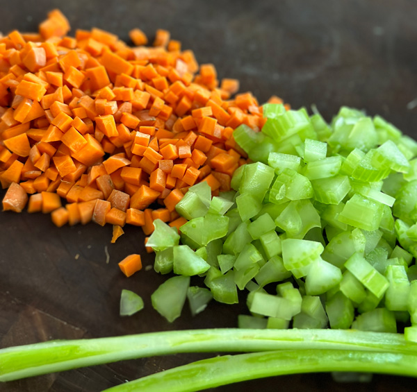 finely chopped carrot and celery