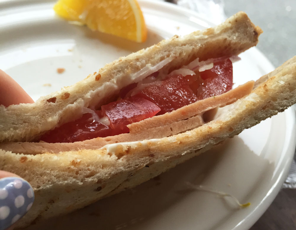 vegan ham and tomato sandwich