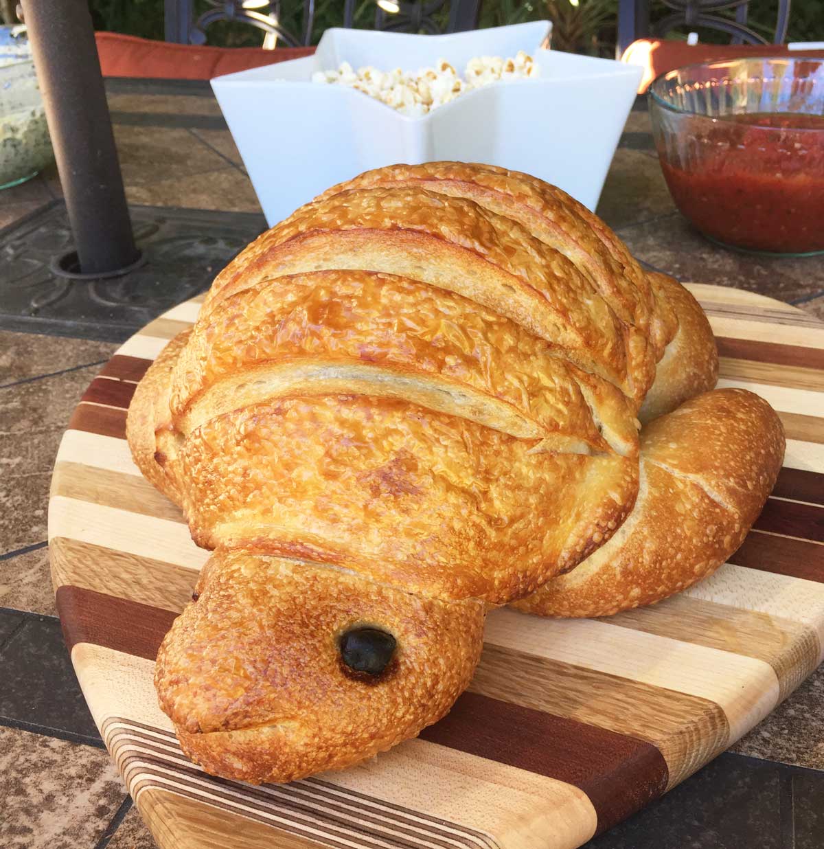 turtle-shaped sourdough bread
