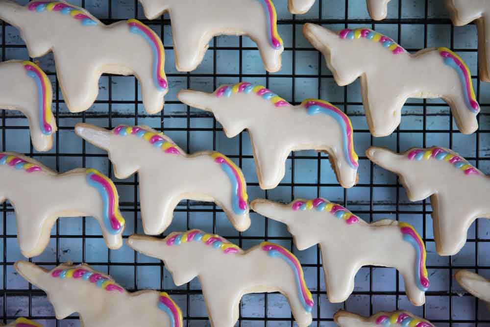 vegan unicorn cutout cookies