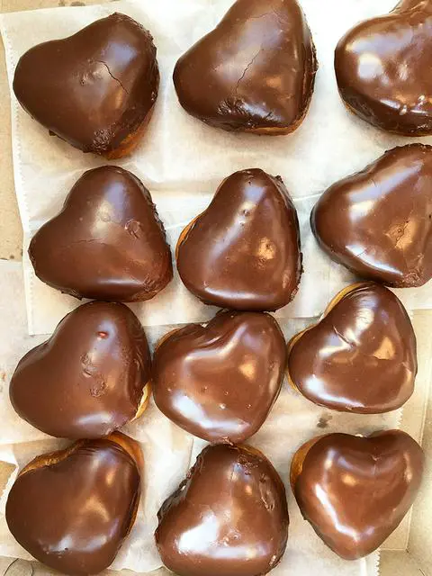 vegan heart shaped donuts from Family Donuts.
