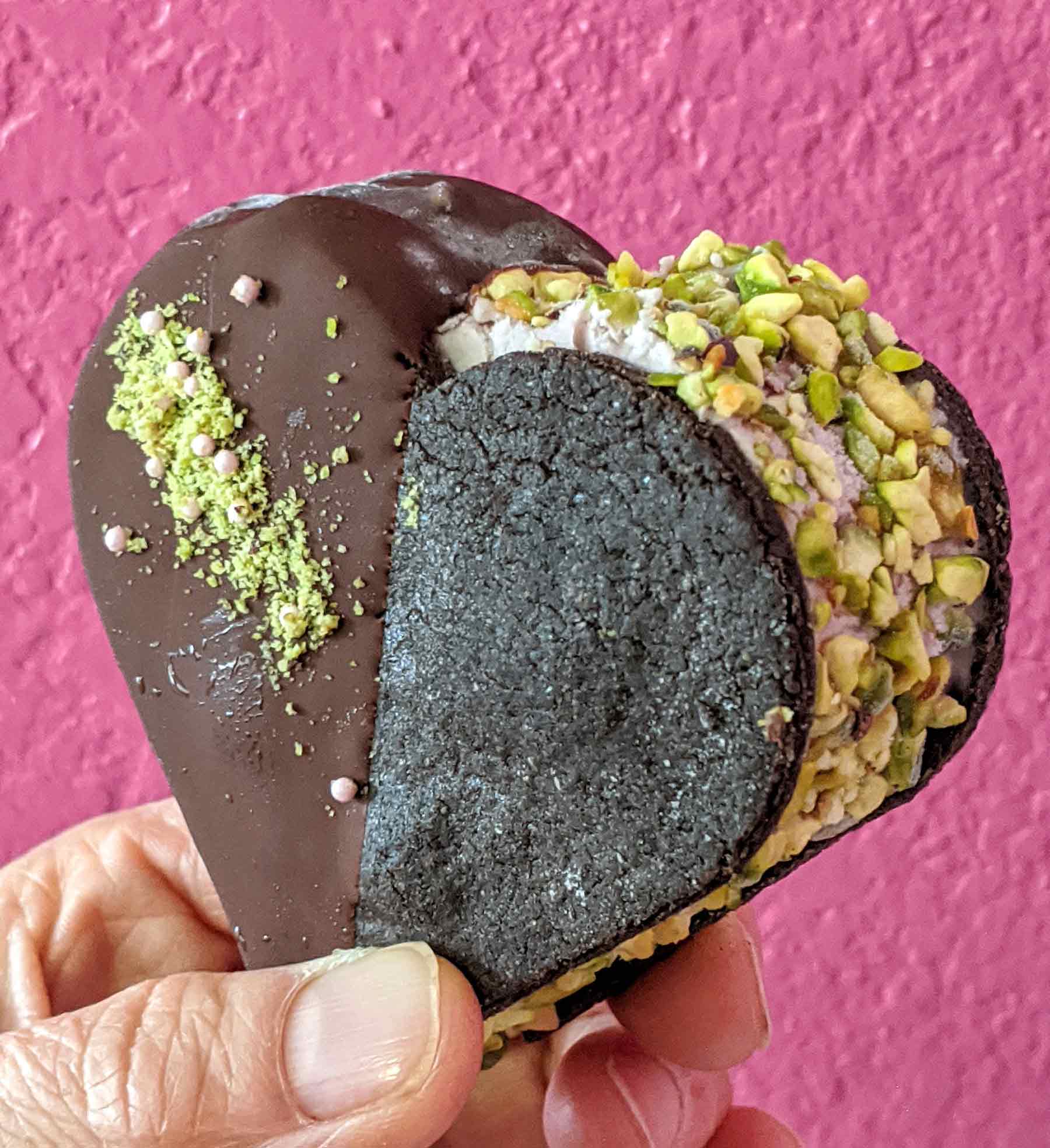 heart shaped cookie gelato sandwich