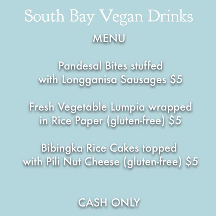 July 2015 SouthBay Vegan Drinks menu