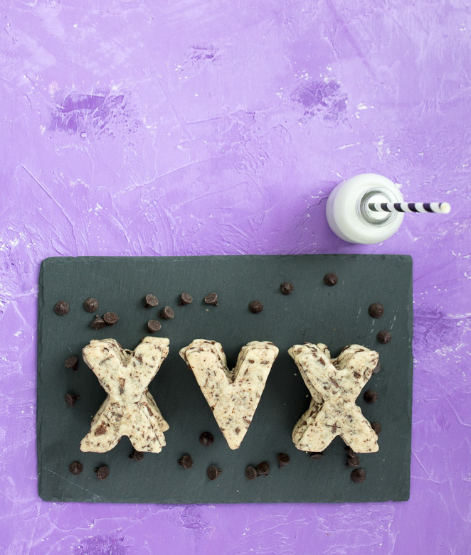 vegan chocolate chip straightedge cutout cookies