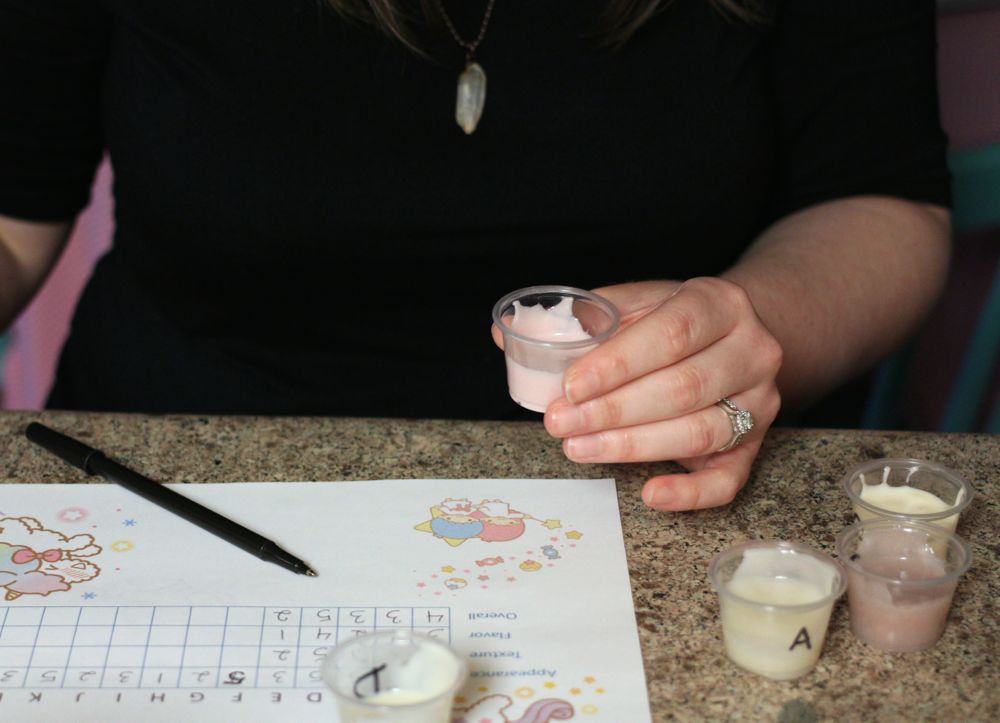 Sarah’s scores of the yogurts she was tasting